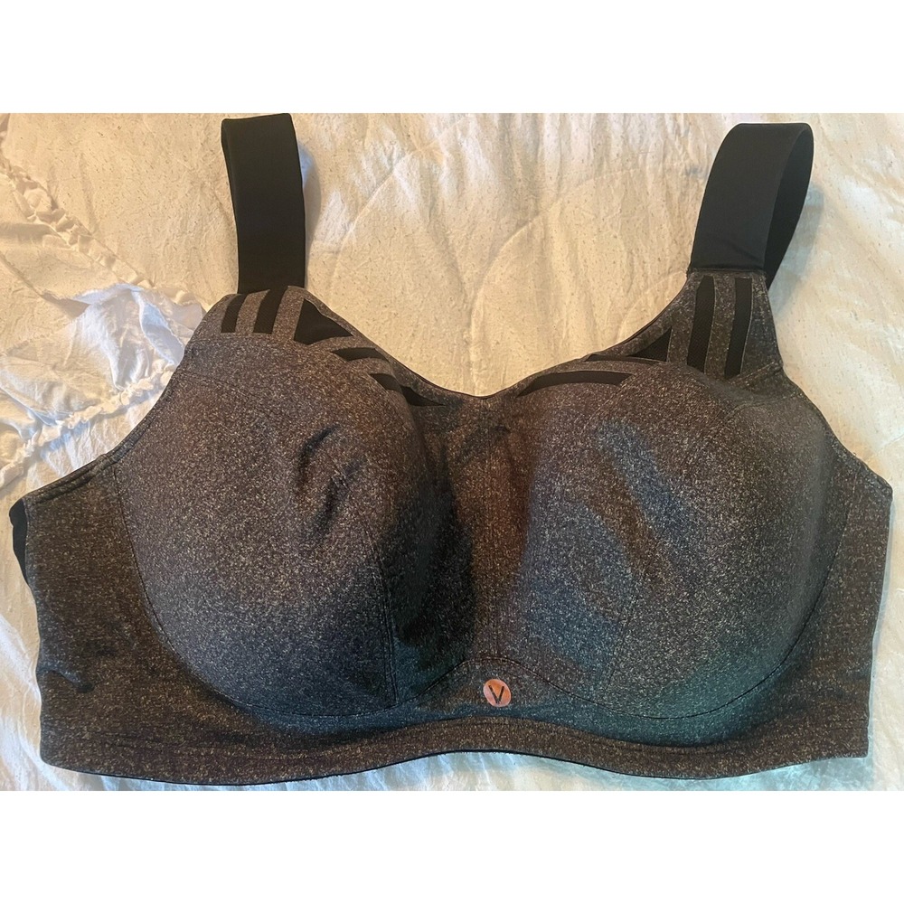 Livi‎ Lane Bryant Max Support Underwire BlackGray Sports Bra46 DDD High Impact